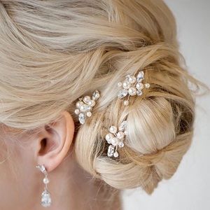 Crystal Pearl Floral Bridal Hair Pin Jewelry